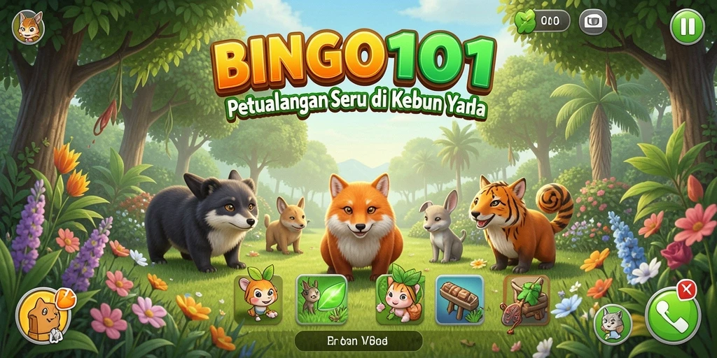 Tampilan menawan saat bermain BINGO101 dengan kebun yang subur.