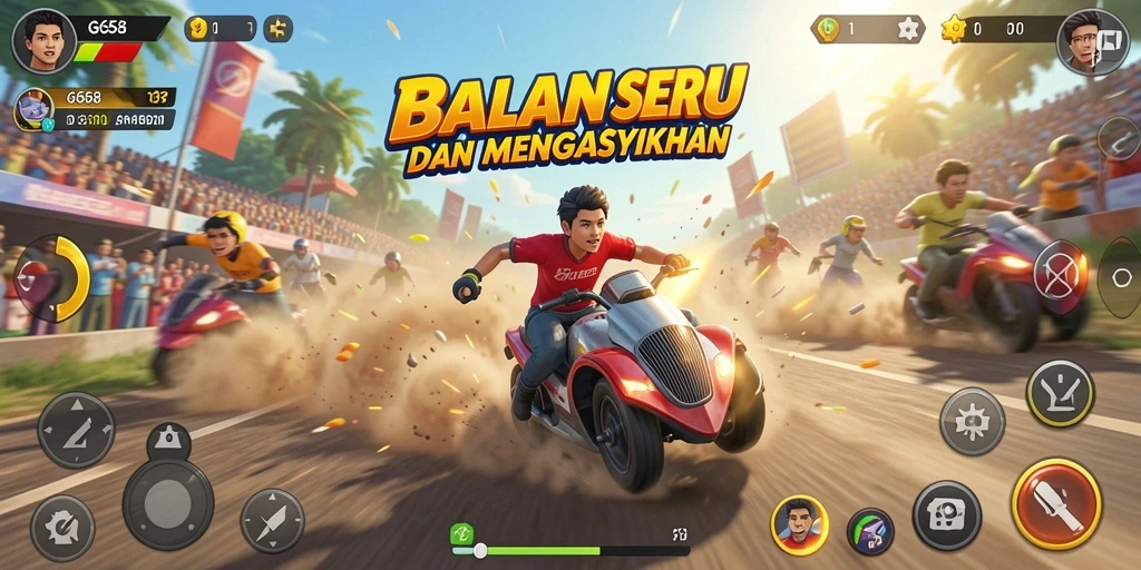 G668 menampilkan aksi balapan seru dan mobil-mobil cepat.