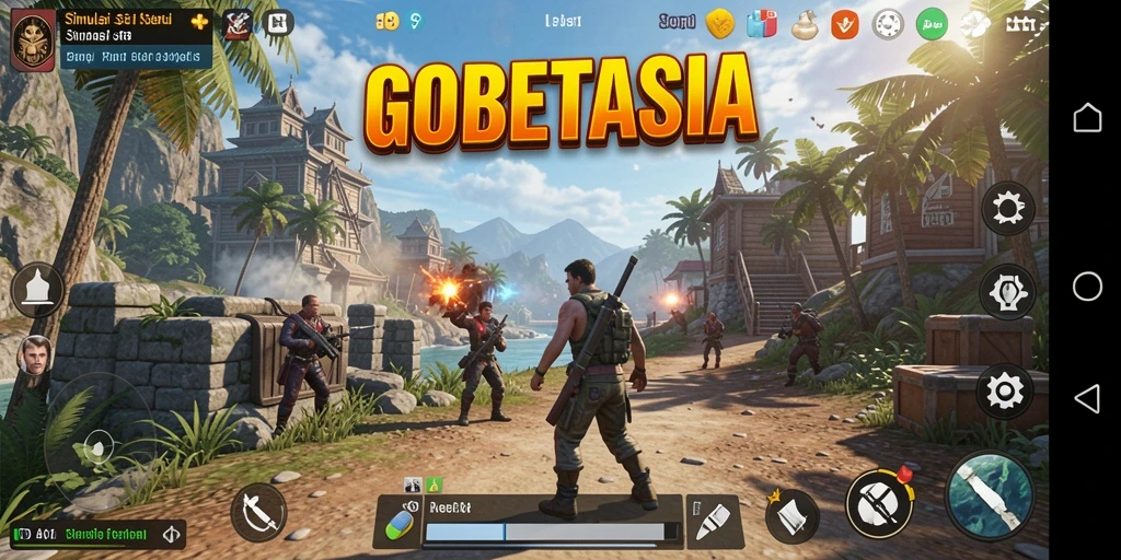 Tampilan gameplay GOBETASIA dengan dunia simulasi yang kaya.
