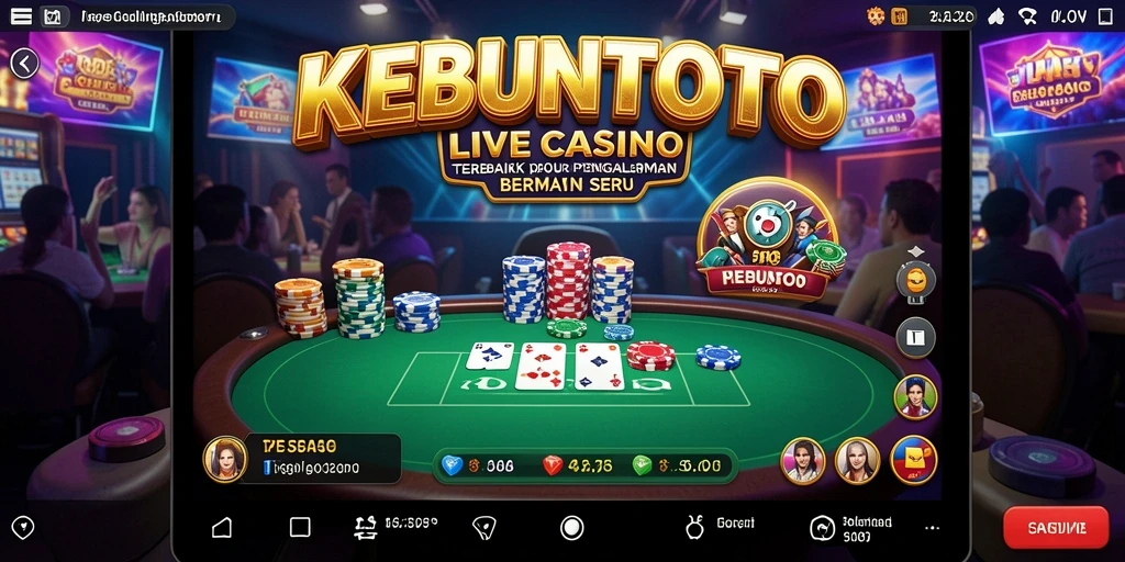 Screenshot gameplay KEBUNTOTO menunjukkan suasana kasino yang nyata dan interaktif.