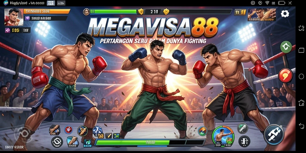Screenshot utama MEGAVISA88 menampilkan aksi seru dalam pertarungan Fighting.